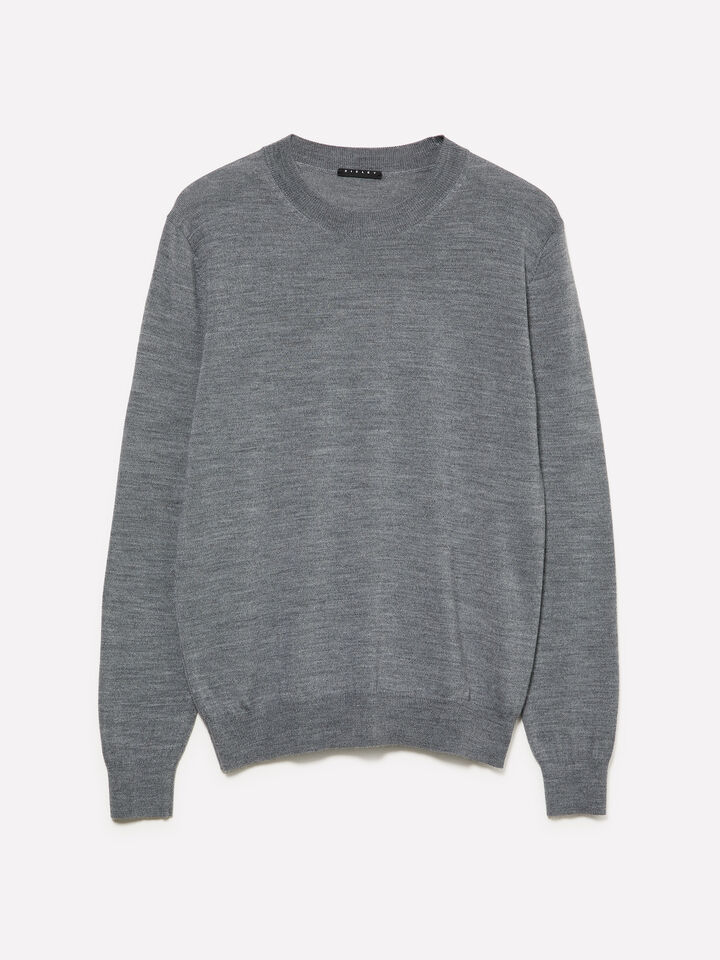 Pull en laine mélangée gris foncé - pulls col rond pour homme - Gris | Sisley image number 1